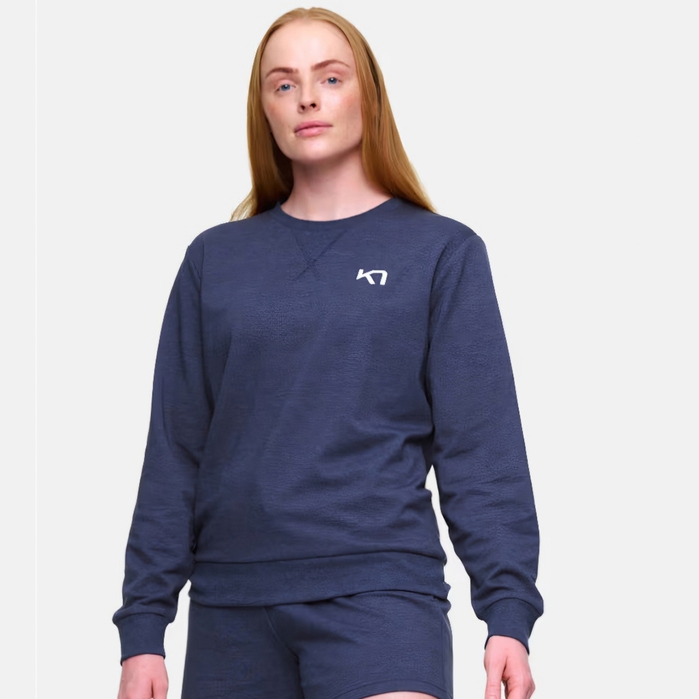 Kari Traa Women's Size Medium Blue Pullover Crew Neck Long Sleeve Sweatshirt.
